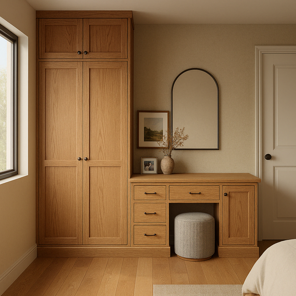 Rincón acogedor con mueble de madera